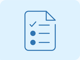 Checklist document icon with a folded corner