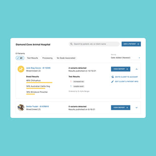 dashboard for embark vet dna test results